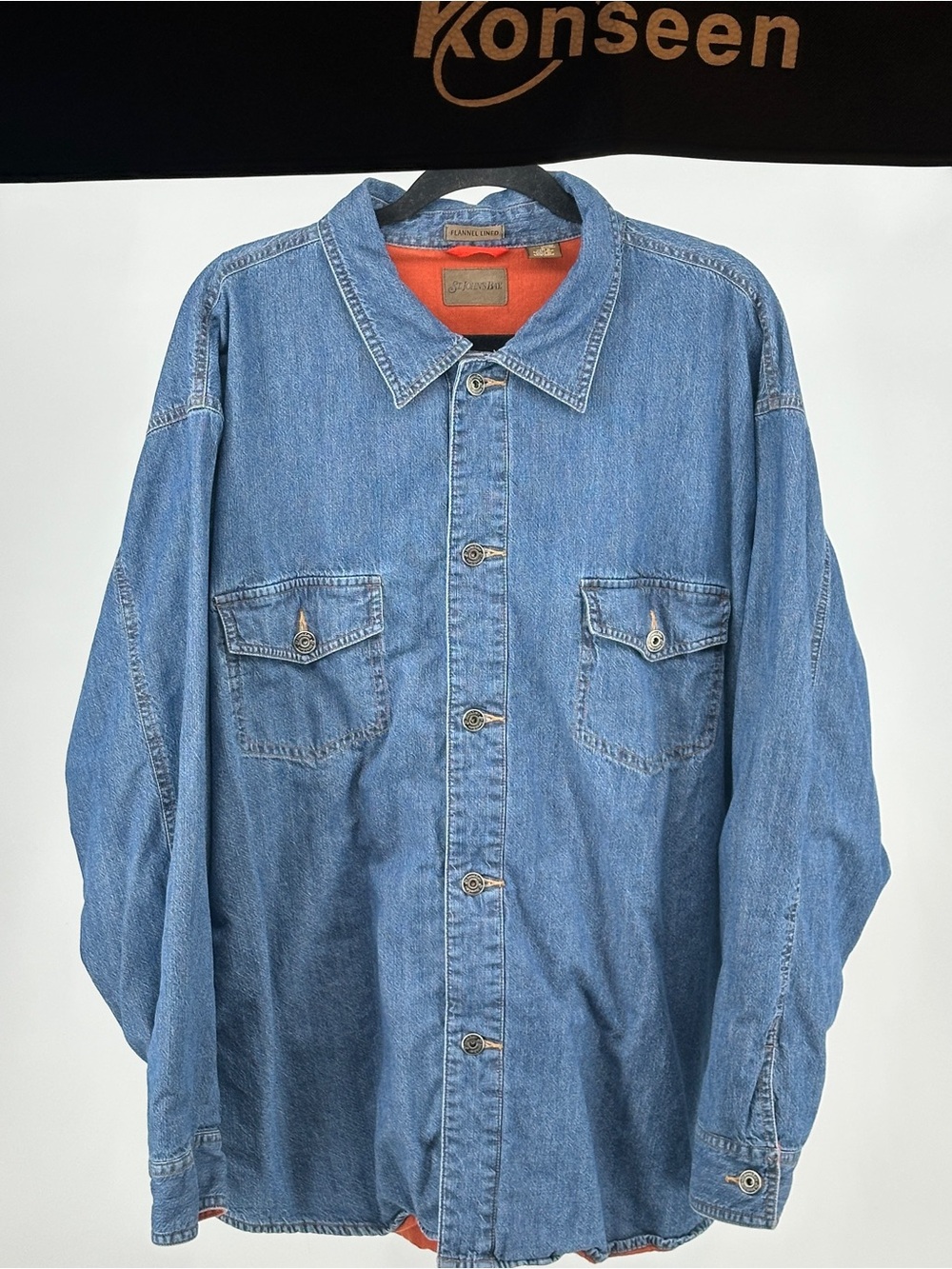 St. John's Bay XL Light Blue Denim Flannel Shirt Jacket Shacket Outdoor